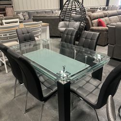 7-piece Glass Dining Set 