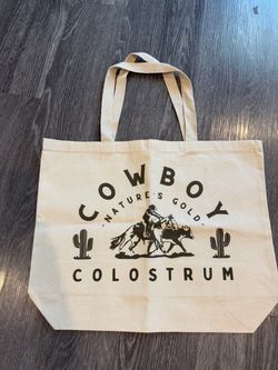 Cowboy Colostrum Nature’s Gold Canvas Tote Bag Western Rodeo Cowboy NEW