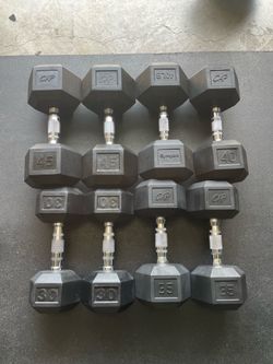 Hex Rubber Dumbbells Weights… Home gym Fitness…