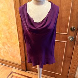 Theory Deep Plum Silk Cowl Tank Size L