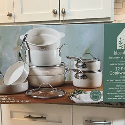 Bloomhouse 12 Piece Aluminum Pots and Pans Cookware Set