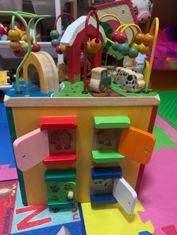 Wooden Farm Activity Cube Toddler Toy