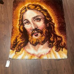 Latch Hooked Rug Jesus -3 