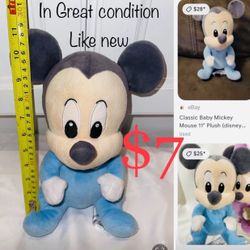 $7 Disney Classic Baby Mickey Mouse 11” tall in mint condition