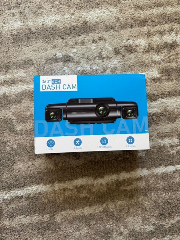 360 Degree View 4 Channel Dash Cam Front and Rear Inside Left Right, Dash Camera for Cars