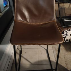 Brown Faux Leather Barstool (Pair)