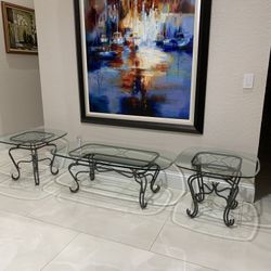 GLASS TABLE/ (COFFEE) TABLE SET (3) PIECE