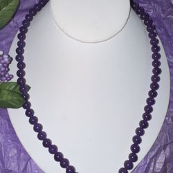 EUC Stunning Clean Amethyst Bead Necklace Strand, 18" 