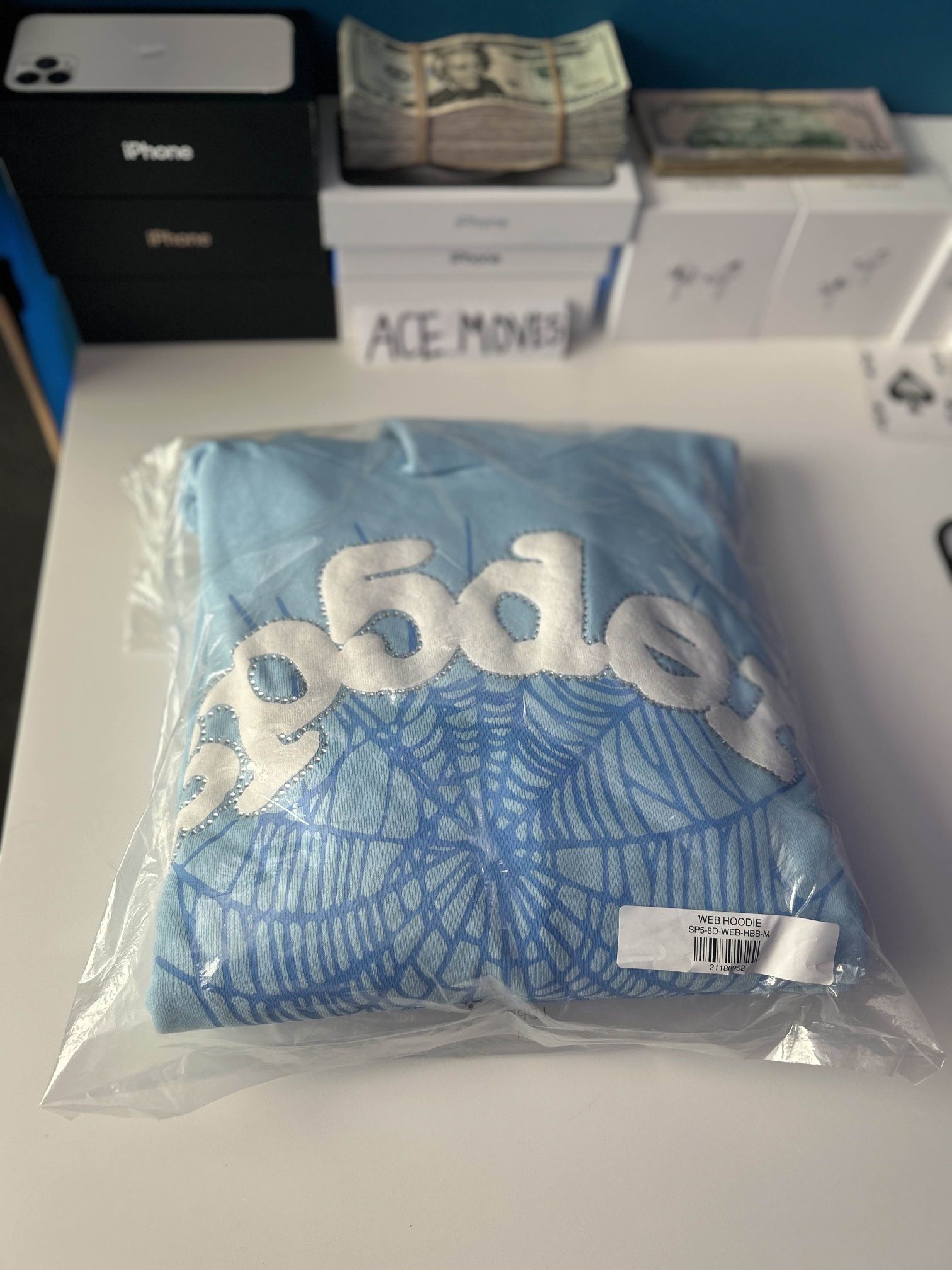 Blue Sp5ider Hoodie Stockx Approved