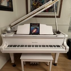 5 Foot Wurlitzer White Baby Grand