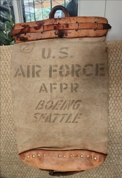 Original Antique WWll Air Force Boeing Seattle Canvas and Leather Mail Bag