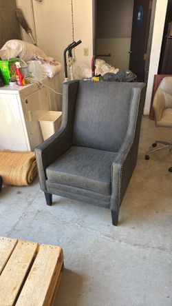 Accent Chair Dark Grey w/nail Heads
