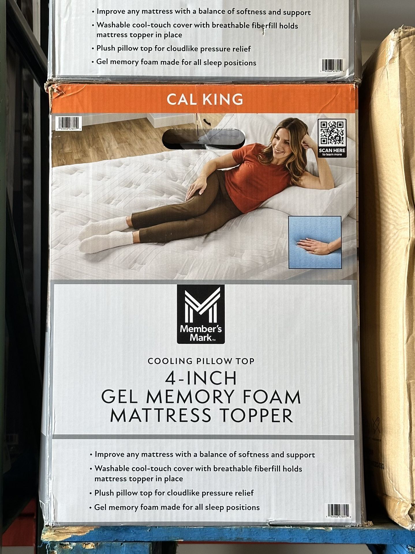 Members Mark Cal King Cooling Pillow Top 4-Inch Gel Memory Foam Mattress Topper Brand New In Box 