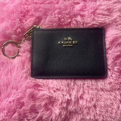 Coach Wallet Keychain NAVY Blue And Gold 