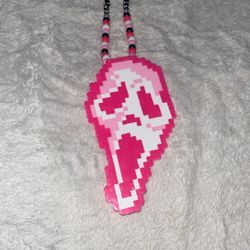 Pink Ghost Face Perler