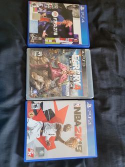 Ps4 games  fifa 21 nba2k18.       Ps3 farcry 4.        All for 30
