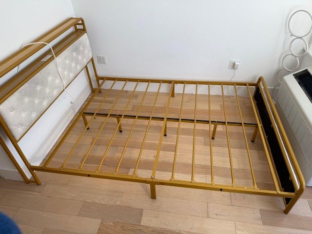 Queen size Bed Frame With Charging Station 