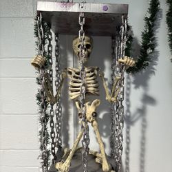 Halloween Skeleton Caged Hanging Decoration 