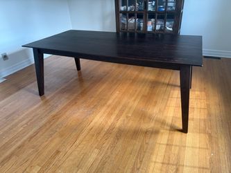 Crate & Barrel Dark Wood Modern Dining Table
