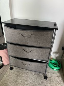 Gray cloth dresser 3 drawers