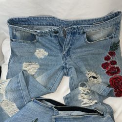 Skinny Jeans Pants Streetwear Rose Blue