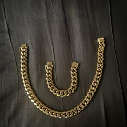 14k 18mm Cuban Link and Bracelet