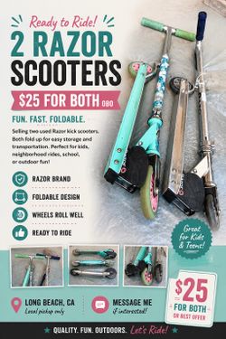 2 Razor Scooters for Sale