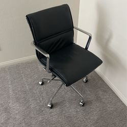 Blue Leather Padded Office Chair