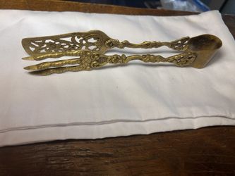 ANTIQUE ITALIAN BRASS BELLINI TONGS KITCHEN UTENSIL METAL