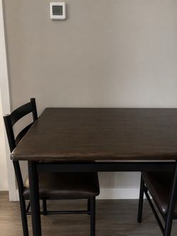 Dark Wood Dining Table with Chairs