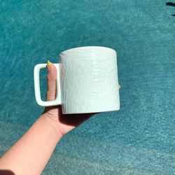 Starbucks 2022 Light Mint Textured Floral Ceramic Anniversary Spring Mug (14 oz)