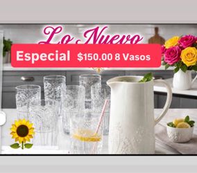 Juego de Jarra y 8 Vasos Nueva Línea Wildflowers Especial $150.00  Princess House Ventas Finales