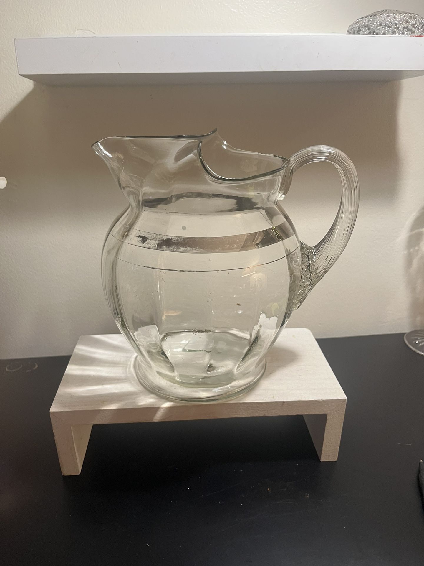 Vintage Pitcher With Silver Stripe