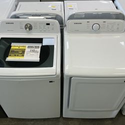 SAMSUNG 4.5 cu. ft. Impeller Washer w/Vibration Reduction 7.2 cu. ft. Vented Gas Dryer w/Sensor Dry