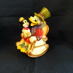 Disney Christmas Carol Scrooge And Little Tim Musical Ceramic Figurine