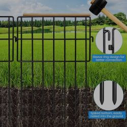 20 Pack Animal Barrier Fences, 1.5" Gap No Digging Garden Fence Panels, Metals Black Deterrent Fence for Dogs Rabbits, Decorative Fence for Outdoor 