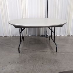 Round Gray Plastic Folding Table with Metal Legs