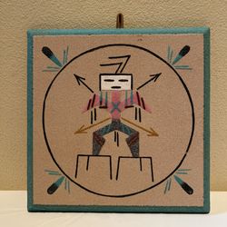 Native American Navajo Sand Painting 8”H x 8”L