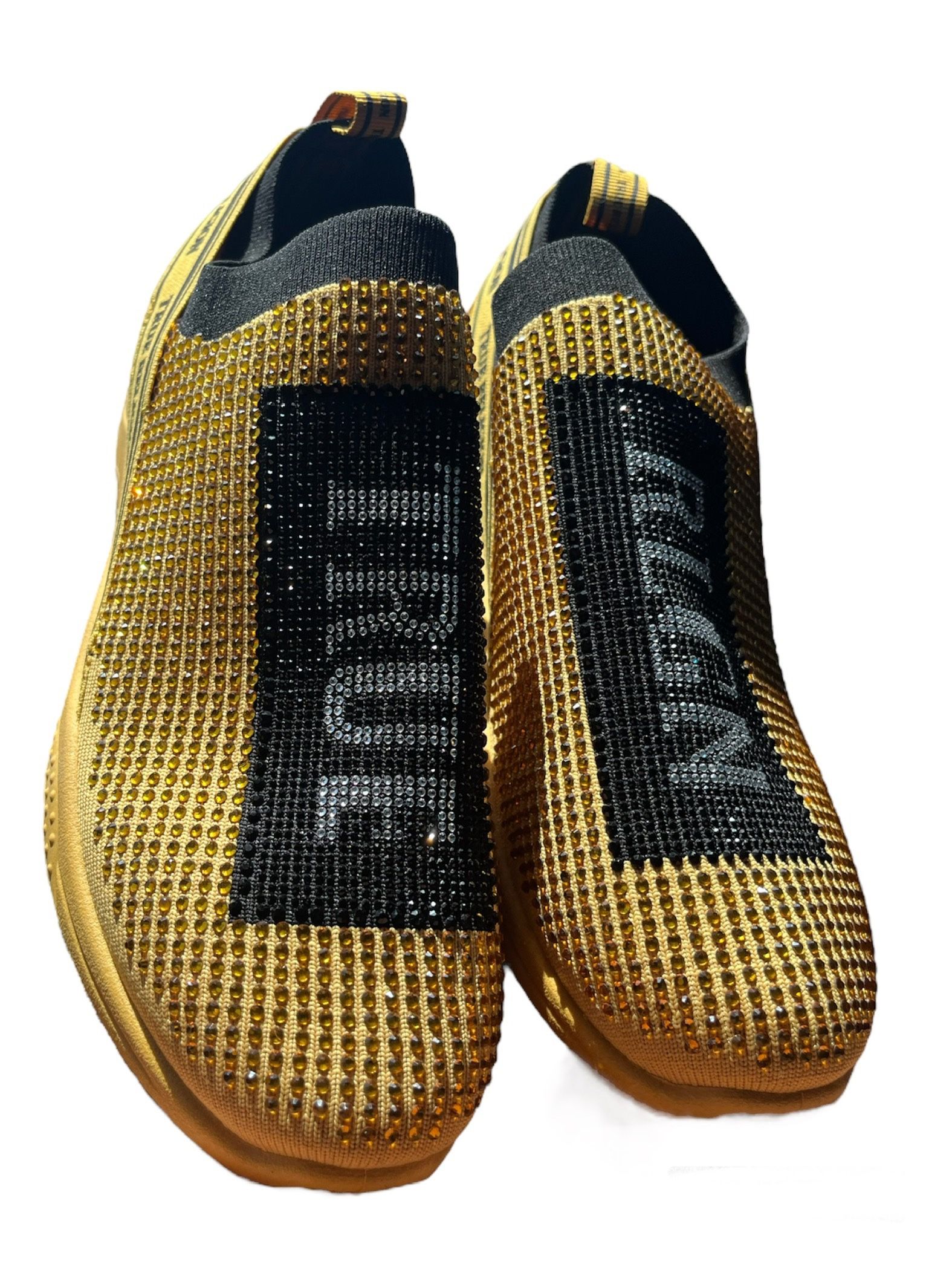 True Religion Womens Sneakers crystal embellished Gold shoes