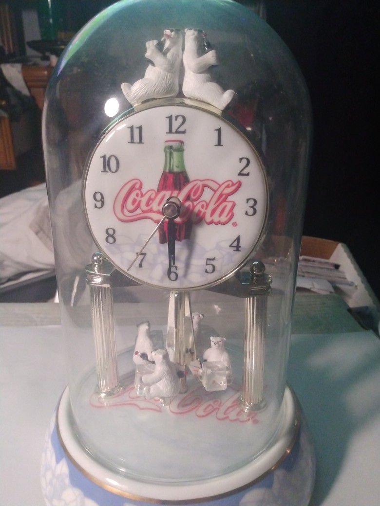 Vintage Coca Cola Anniversary Polar Bear Ceramic Clock