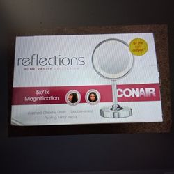 NEW CONAIR DOUBLE-SIDED LIGHTED MAKEUP MIRROR W/ 5x/1x MAGNIFICATION 