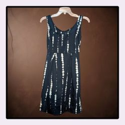 Ann Taylor Navy & White Printed Dress (Petite 0P)