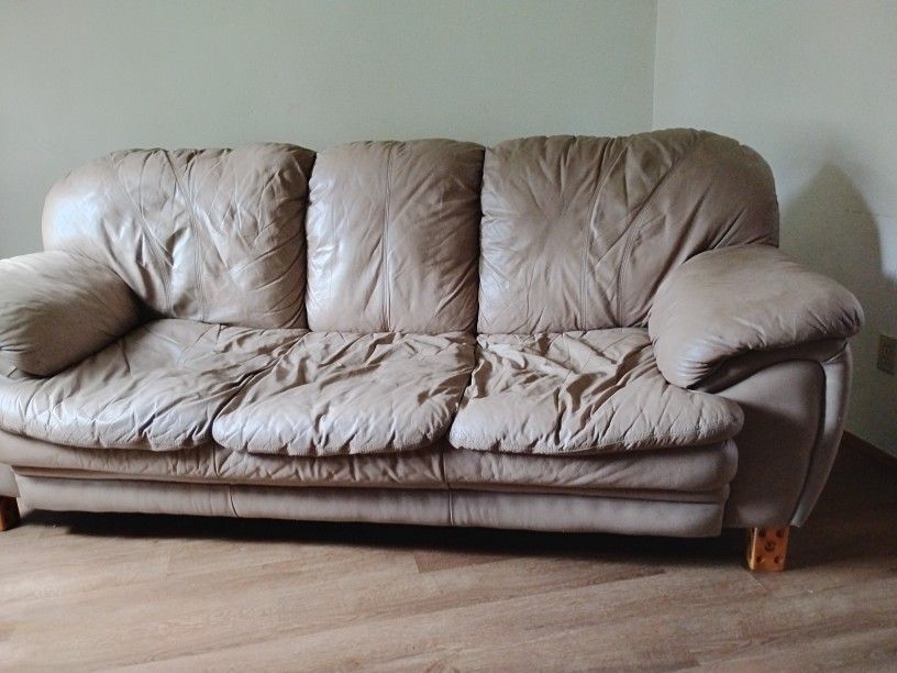 Tan/Beigh Leather Couch