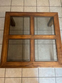 Wooden / GLASS TOP COFFEE TABLE.