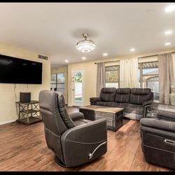 Luxury Brand New Gray Velvet Electric Reclining Sofa