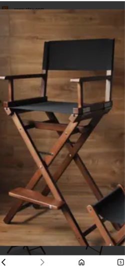 Tall Wooden Director's Chair Black Canvas