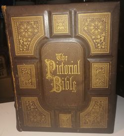 1874 Antique Holman Leather Family Bible Gilt Edges