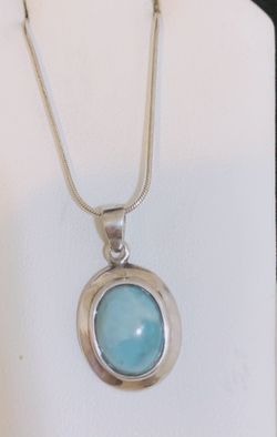 Larimar in Sterling silver pendant with silver chain