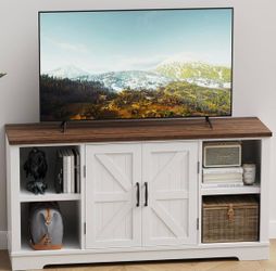 Farmhouse TV Stand for 65 Inch TVs, Entertainment Center with 2 Storage Cabinets, Modern Media TV Console Table