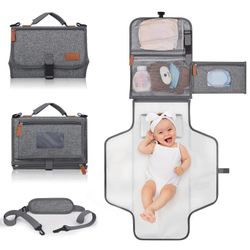 Portable Diaper Changing Pad for Newborns! Shoulder Strap, Waterproof Design, Smart Wipes Pocket, and Changing Mat - The Perfect Travel Changing Kit f